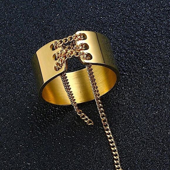 Gold Trendy Lace Up Ring - Picture 3 of 4